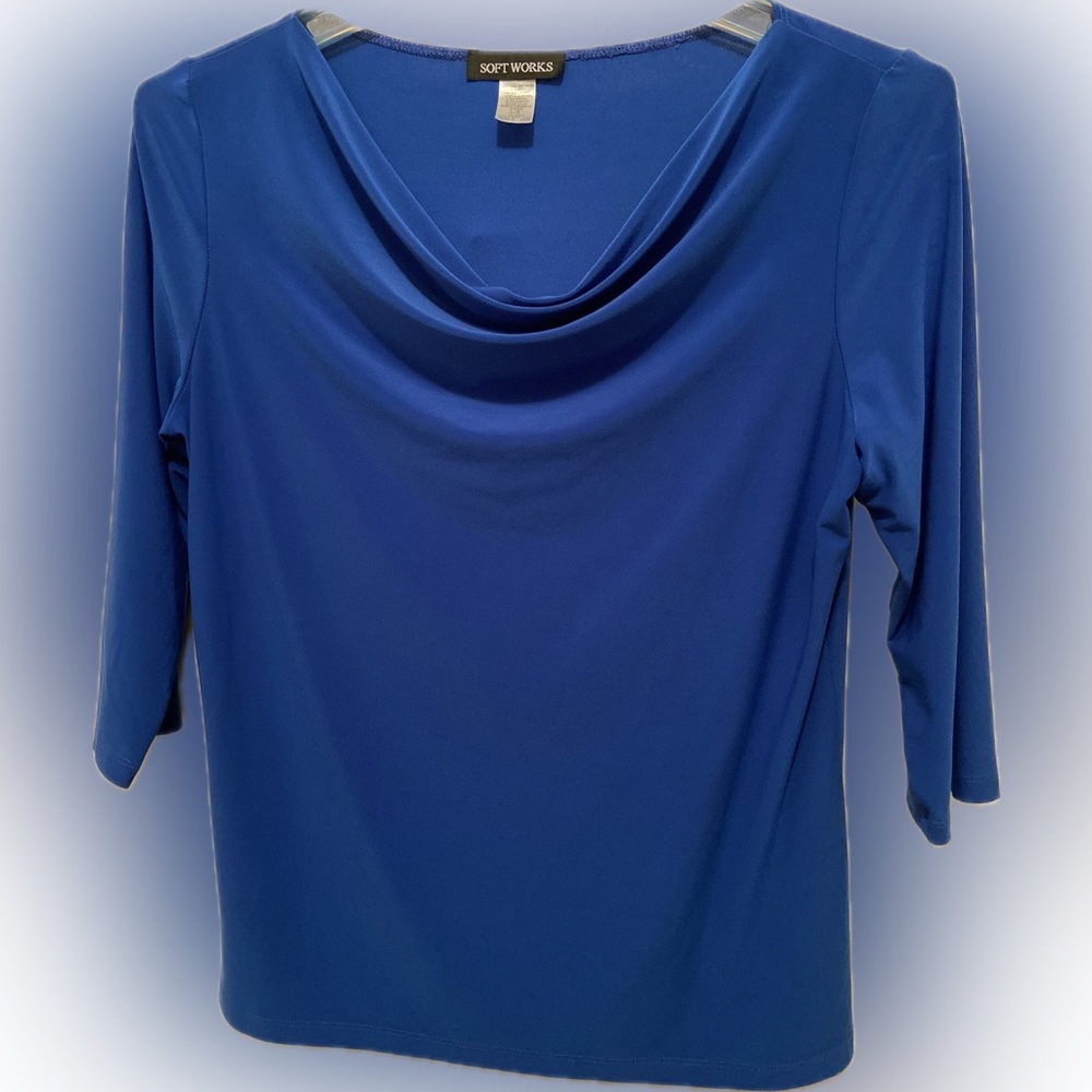 Royal blue cowl neck blouse -Size large